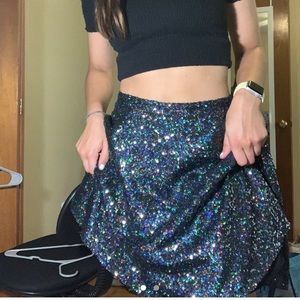 Holographic sequin skirt